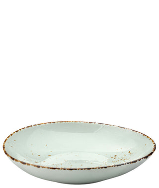 Umbra Briar Coupe Bowl 26cm Porcelain Serving Bowl, Light Blue with Brown Rim for Professional Tableware (Set of 6)