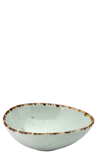 Umbra Briar Bowl 15cm Porcelain Serving Bowl, Light Blue with Brown Rim for Professional Tableware (Set of 6)