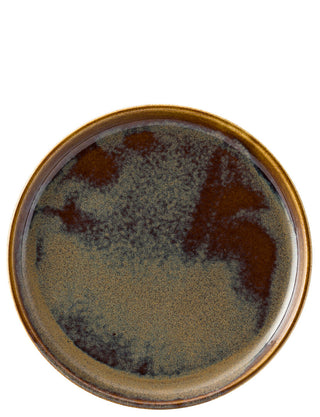 Murra Toffee Walled Plates, Set of 6, Porcelain Salad Plates 21cm 27cm 30cm Modern Kitchen Plate, Round Serving Dishes