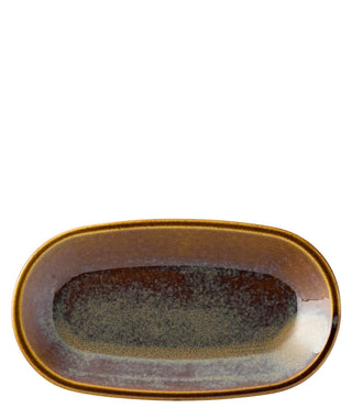 Murra Toffee Brown Porcelain Deep Coupe Oval Plates, Reactive Glaze Finish Ceramic Serving Dishes - Set of 6