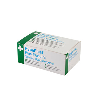 Blue Visually Detectable Plasters Hypoallergenic Washproof Food Handling Catering First Aid Assorted - Pack of 100