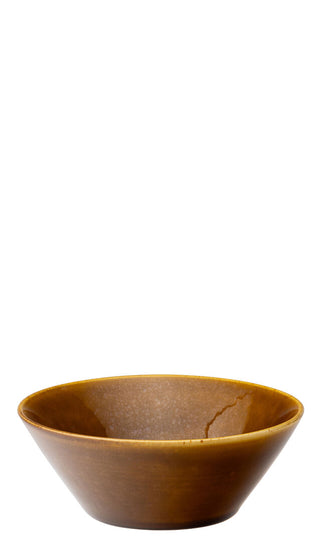 Murra Toffee Porcelain Conical Bowls, Stacking Dishwasher Safe Ceramic Serving Bowls for Pasta, Salad, Soup - Set of 6