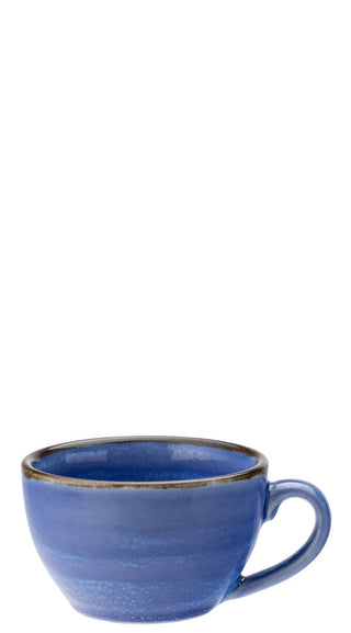 Murra Pacific Blue Porcelain Cappuccino Cup Ceramic Coffee Cups 9oz (250ml), Dishwasher Safe - Box of 6