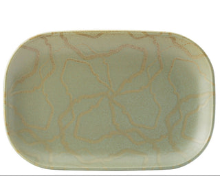 Maze Kale Green Vitrified Porcelain Rectangular Platters – Pack of 6 | Dishwasher Safe Ceramic Serving Plates