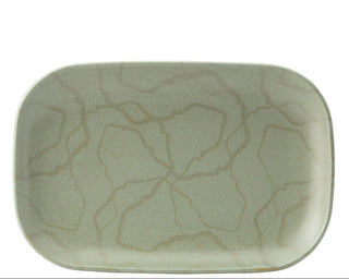 Maze Kale Green Vitrified Porcelain Rectangular Platters – Pack of 6 | Dishwasher Safe Ceramic Serving Plates
