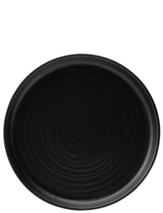 Circus Raven Walled Plate – Black Porcelain Dinner Plate, Matt Finish, Stackable & Dishwasher Safe | Pack of 6