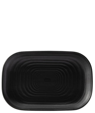 Circus Raven Rectangular Platter – Black Porcelain Serving Plate, Matt Finish, Dishwasher Safe (25x17cm) | Pack of 6
