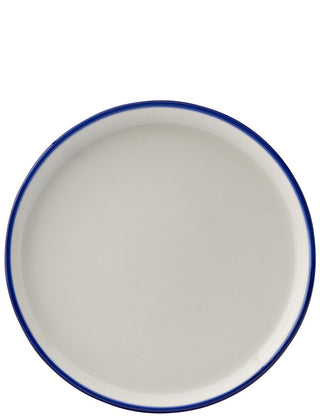 Homestead Ceramic Walled Plates | White Porcelain Dinner & Serving Plates with Painted Rim | Pack of 6
