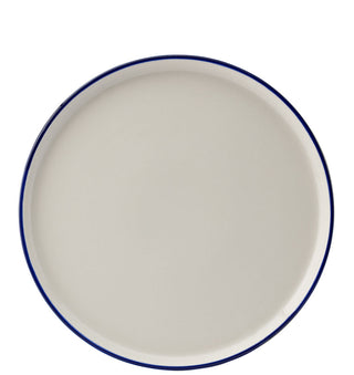 Homestead Ceramic Walled Plates | White Porcelain Dinner & Serving Plates with Painted Rim | Pack of 6