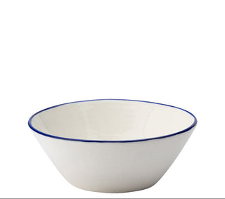 Homestead White Ceramic Conical Bowls with Coloured Rim 5.5", 6.25" & 7.5" | Porcelain Serving Bowls | Pack of 6