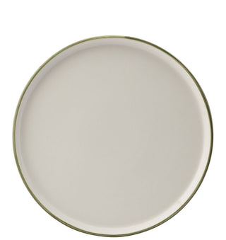 Homestead Ceramic Walled Plates | White Porcelain Dinner & Serving Plates with Painted Rim | Pack of 6