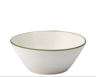 Homestead White Ceramic Conical Bowls with Coloured Rim 5.5", 6.25" & 7.5" | Porcelain Serving Bowls | Pack of 6