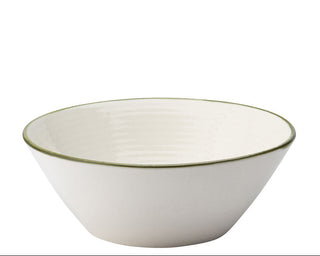 Homestead White Ceramic Conical Bowls with Coloured Rim 5.5", 6.25" & 7.5" | Porcelain Serving Bowls | Pack of 6
