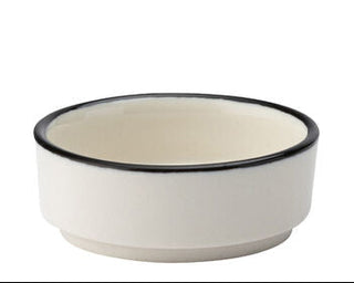 Homestead Porcelain Walled Dip Pot 6cm – Pack of 6 | Olive & Black Rim Sauce, Dip & Condiment Bowls