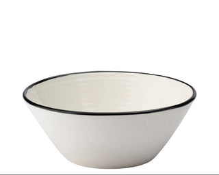 Homestead White Ceramic Conical Bowls with Coloured Rim 5.5", 6.25" & 7.5" | Porcelain Serving Bowls | Pack of 6