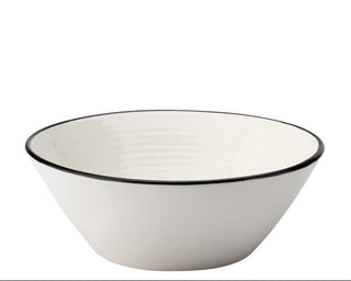 Homestead White Ceramic Conical Bowls with Coloured Rim 5.5", 6.25" & 7.5" | Porcelain Serving Bowls | Pack of 6