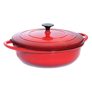 Homestyle Cast Iron Dutch Oven 4.7L – Heavy Duty Casserole Pot with Lid - Black/ Red - Box of 1