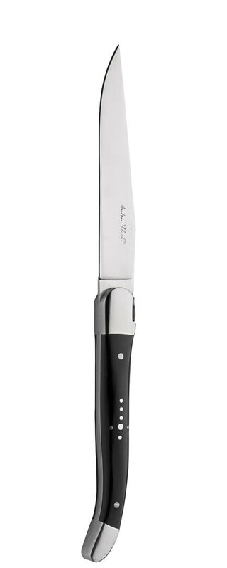 Steak Knife, Laguiole Collection Black Handle, Sharp Stainless Steel Blade, Steakhouse & Restaurant Use - Set of 12