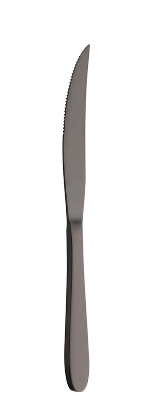 Steak Knife, Turin Collection Black Finish Modern Style, Stainless Steel Precision Cutting Meat Knives - Set of 12