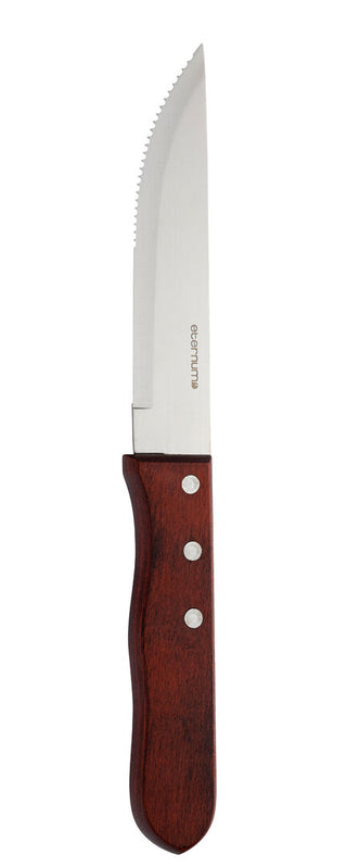 Grill Steak Knife with Wooden Handle, Stainless Steel Serrated Blade, Dishwasher Safe, Box of 12