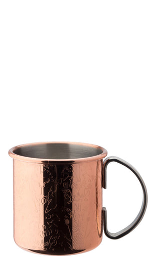 Chased Stainless Steel Mugs, Textured Copper Plated, 480ml Capacity, Cocktail & Cold Drink Service - Set of 6