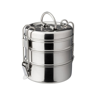 Tiffin Box 3-Tier Stainless Steel Lunch Box Dishwasher Safe Container - Pack of 6