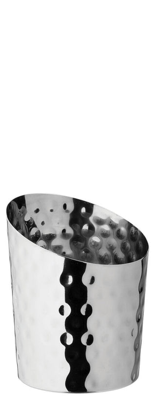 Angled Conical Hammered Stainless Steel Cup, 15.5oz Capacity, Textured Finish, Side Serving - Pack of 24