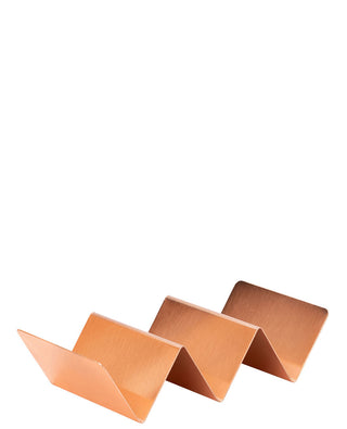 Triple Street Food Stand 21 x 10cm Stackable Stainless Steel & Copper Plated Taco Holder - Pack of 12