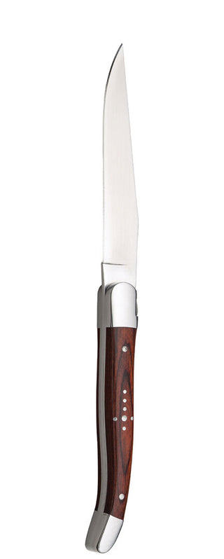 Steak Knife, Laguiole Collection Red Handle, Sharp Stainless Steel Blade Meat Knives, Steakhouse & Restaurant Use - Set of 12