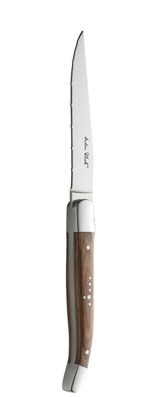Steak Knife, Laguiole Collection Wood Handle, Sharp Stainless Steel Blade Serrated Edge, Steakhouse Knives - Set of 12