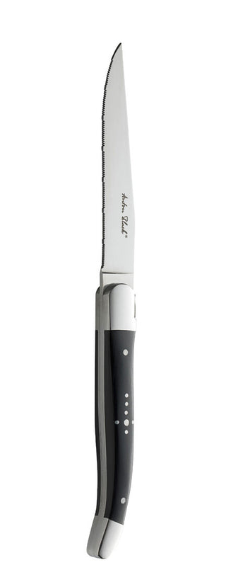 Steak Knife, Laguiole Collection Black Handle Serrated Edge, Sharp Stainless Steel Blade, Steakhouse Knives - Set of 12
