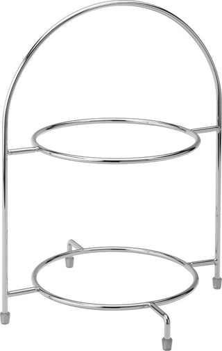 2 Tier Cake Plate Stand, Chrome Finish, Stainless Steel, 12.5" (32cm) Height, Afternoon Tea Display Stand