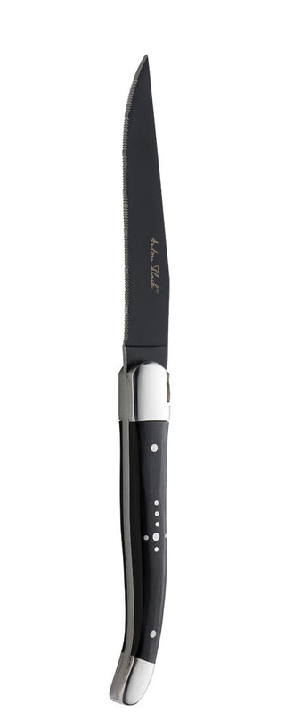 Steak Knife, Laguiole Collection Sharp Black Blade Meat Knives, Serrated Edge, Steakhouse & Restaurant Use - Set of 12