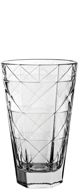 Como Carre Glass Hiball 43cl Geometric Cut Design Clear Tumbler for Cocktails and Soft Drinks, Pack of 24