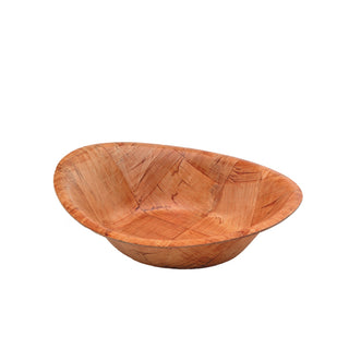 Birch Wood Oval Woven Bowl 22.9×17.8×6cm for Salad Fruits Vegetables Set of 12