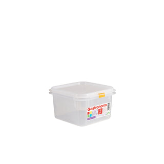 Clear Polypropylene Airtight Food Storage Containers with Colour Clips – GN1/9 & GN1/6 Sizes (1.1–2.8L) - Pack of 12