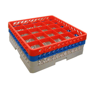 Glass Washer Rack – 16, 25, 36 & 49 Compartment Options with 1–4 Extenders, Hygienic Stackable Glassware Rack for Washing, Storage & Transport