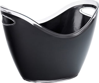 Large Champagne Bucket Clear & Black 13.75" (35cm) - Plastic Wine Chiller - Pack of 1 or 2