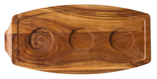 Acacia Wooden Board 11.5" x 5.5" (29 x 14cm) 3-Compartment Reversible, Ideal for Miniature Dishes, Creative Table Display - Pack of 6