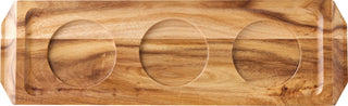 Acacia Wood Wine/Beer Flight 11.5 x 3.5" (29 x 9cm) - Tasting Flight Board with 3 Recesses - Pack of 6
