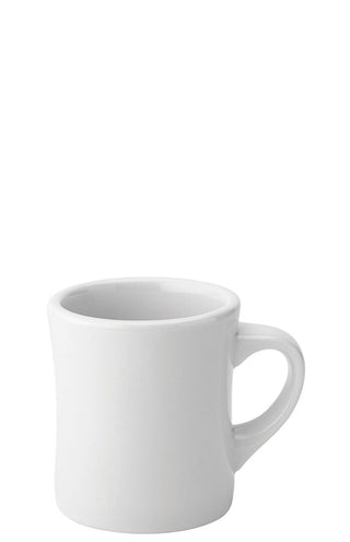 Titan Concave Diner Mug, Porcelain, White, 28cl (10oz), Set of 6, Ideal for Tea, Coffee & Hot Beverage Service