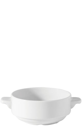 Titan Lugged Soup Bowl, Porcelain, White, 280ml (10oz), Pack of 6, Ideal for Soups & Stews