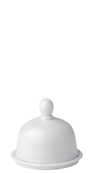 Titan Butter Dish with Lid, White Porcelain, 8cm, Set of 6, Ideal for Table Service & Amuse-Bouche