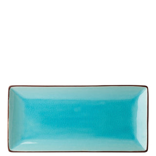 Soho Aqua Rectangular Plate, Stoneware, Crackle Glaze, Dishwasher Safe, Serving & Appetiser Plates - Set of 6