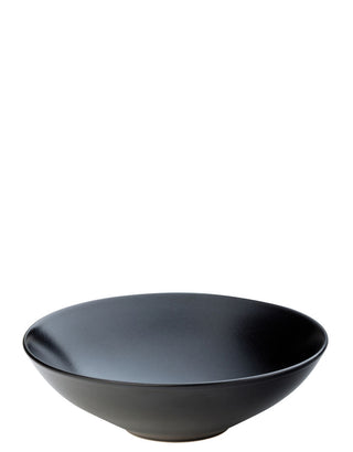 Noir Black Stoneware Bowls, 18cm/ 23cm Round Matte Finish, Dishwasher Safe, Soup, Pasta & Serving Bowl - Set of 6