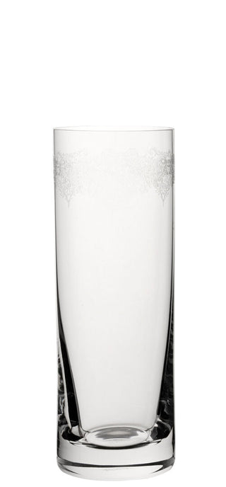 Filigree Long Drink 12oz (34cl) – Etched Crystal Glass for Cocktails & Soft Drinks, Dishwasher Safe, Box of 6