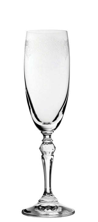 Filigree Champagne Flute 6oz (17cl) Crystal Glass – Etched Sparkling Wine Flutes, Pack of 24