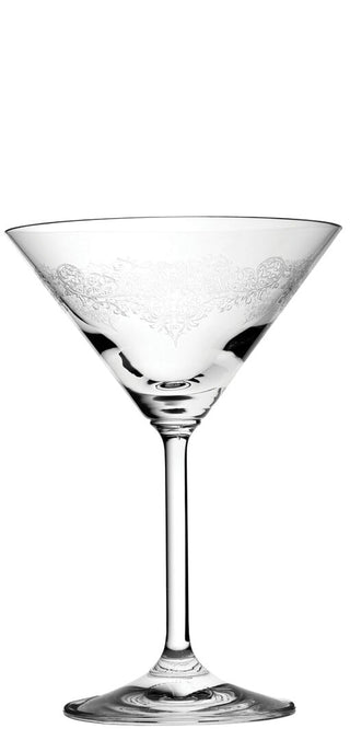 Filigree Martini Glass 7.25oz (21cl) Crystal Cocktail Glass – Etched Design, Dishwasher Safe, Pack of 24
