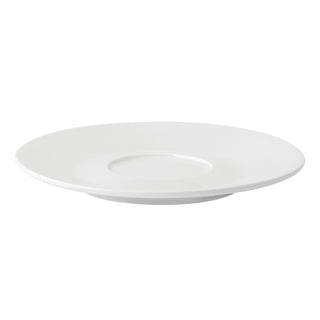 White Ceramic Coupe Saucers 15cm (5.75") Round, Set of 6, Premium Anton Black Fine China Collection Dishwasher Safe Saucer