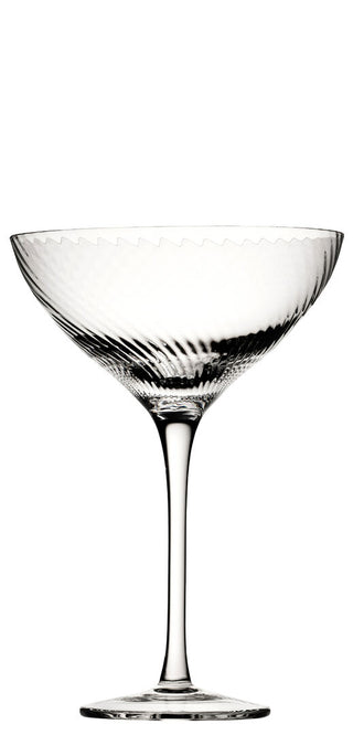 Twisted Hayworth Coupe Cocktail Glasses – Handmade Optic Glass Champagne, Sour & Cocktail Coupes, 10.25oz (29cl), Box of 6
